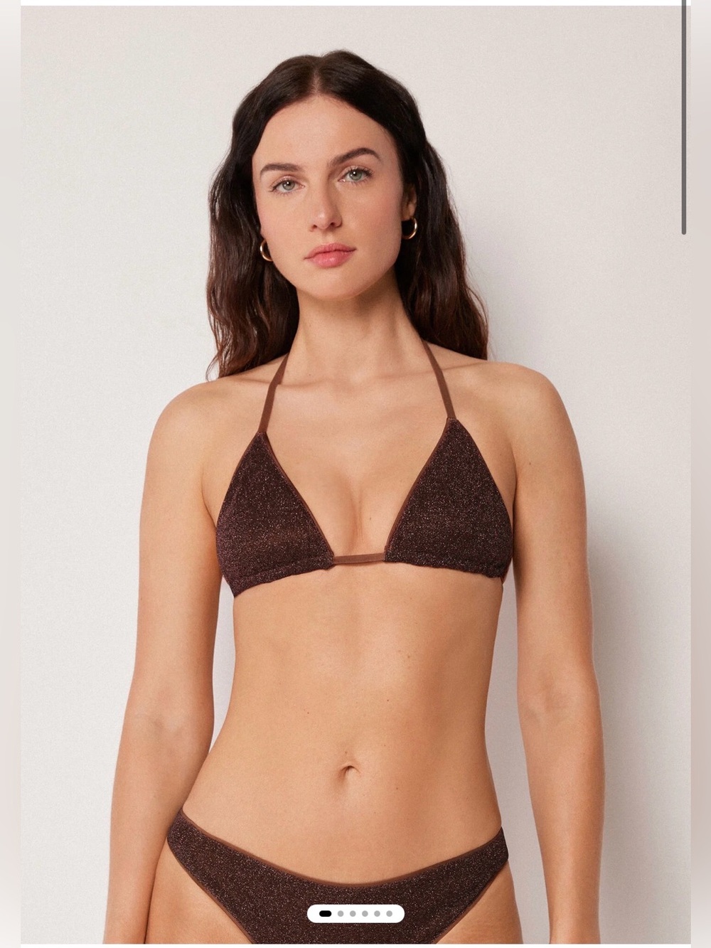 Calzedonia Metallic Glow Triangle Bikini Set in Choco Brown Size M